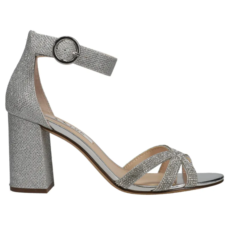 Haiden Rhinestone Ankle Strap Block Heel Sandals made by Nina