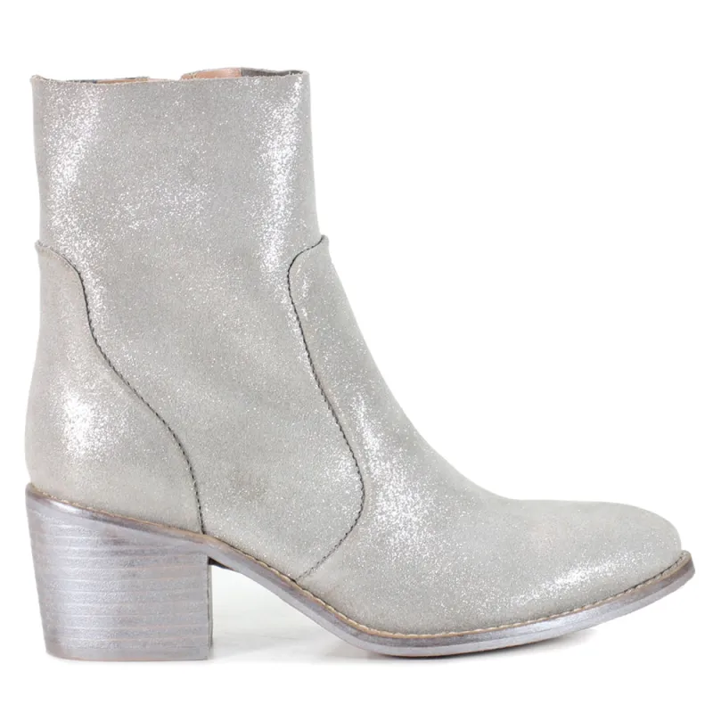Majestic Metallic Zippered Round Toe Booties sold by Shoebacca