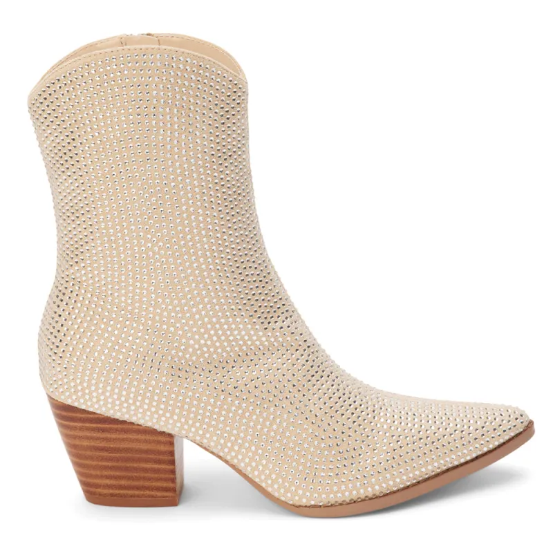 Hazel Rhinestone Pointed Toe Zippered Cowboy Booties made by Coconuts by Matisse