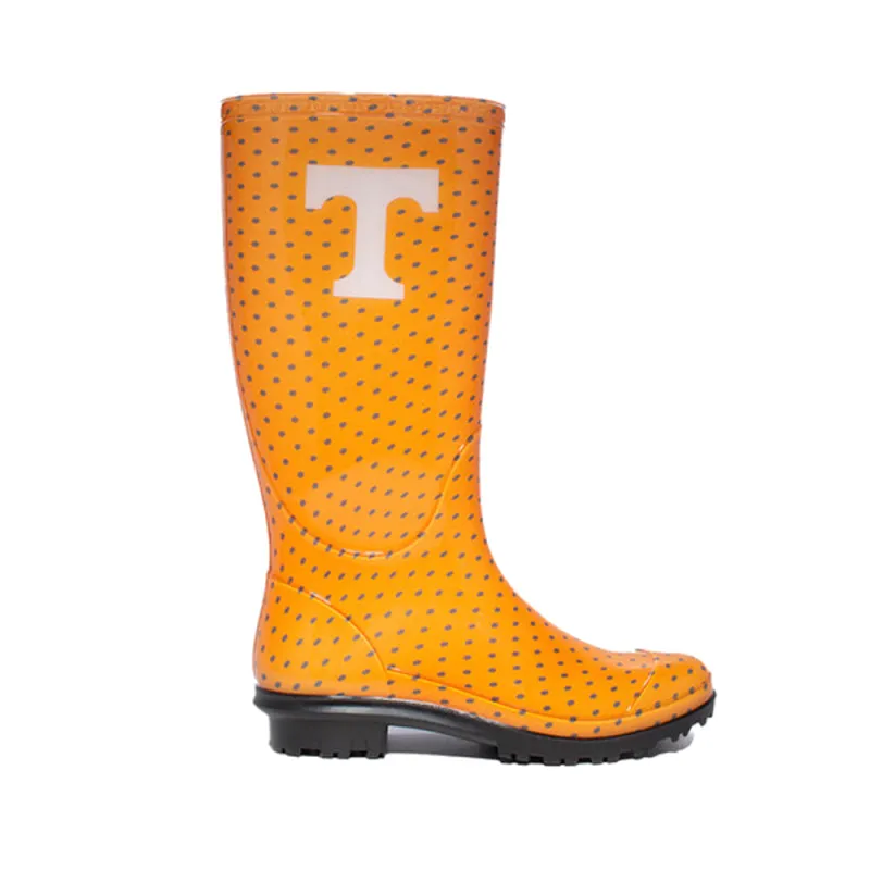 University of Tennessee Polka Dot Pull On Rain Boots made by Shoebacca