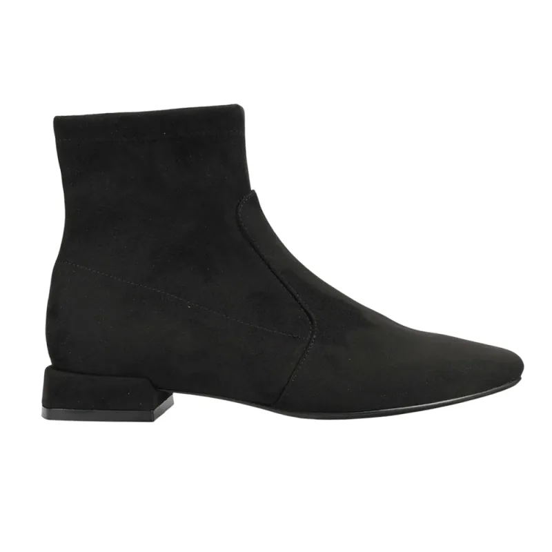 Elisia Stretch Suede Square Toe Zippered Chelsea Boots sold by Shoebacca