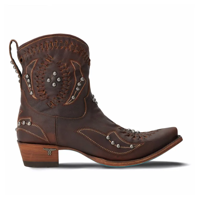 Cossette Embroidered Studded Snip Toe Cowboy Bootie sold by Shoebacca