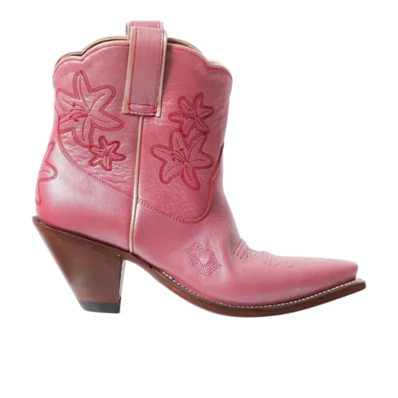 Bliss Embroidered Snip Toe Pull On Cowboy Bootie made by Shoebacca