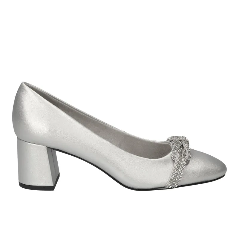 Marigold Jewel Knot Square Toe Pumps sold by Shoebacca