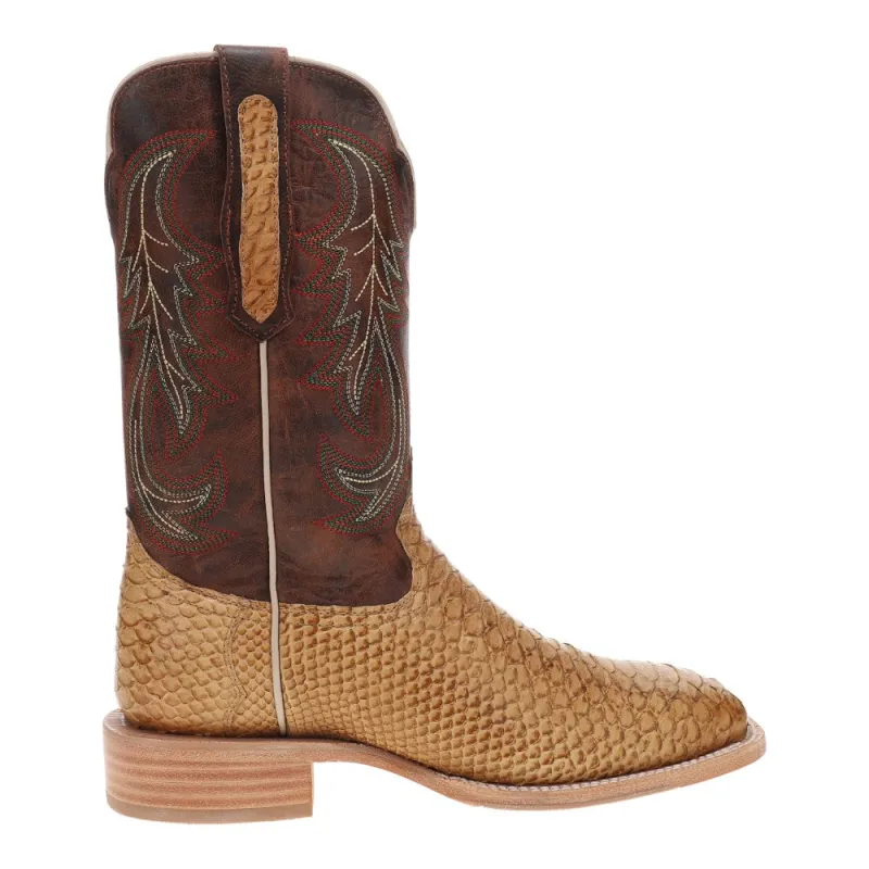 Sueded Back Cut Python Embroidered Wide Square Toe Cowboy Boots sold by Shoebacca