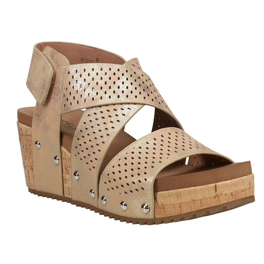 Guilty Pleasure Metallic Studded Wedge Slingback Sandals sold by Shoebacca product image thumbnail 2