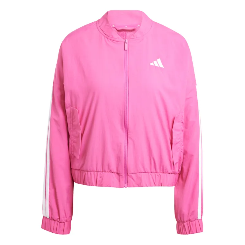 Essentials 3-Stripes Lifestyle Woven Bomber Full Zip Jacket sold by Shoebacca
