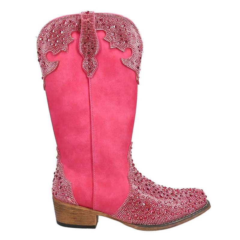 Riley Jewells Rhinestone Overlay Snip Toe Cowboy Boots made by Roper