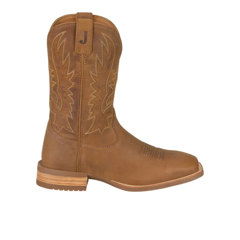 Rustle 11 Inch Embroidered Square Toe Pull On Cowboy Boots made by Justin Boots