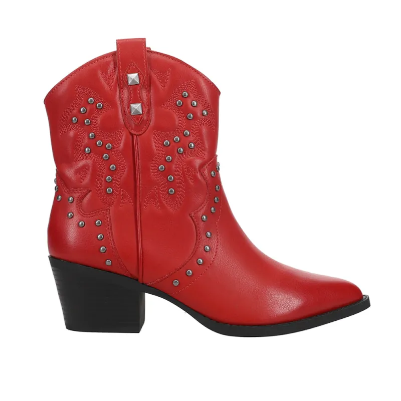 Nowhere Burnished Studded Cowboy Booties sold by Shoebacca