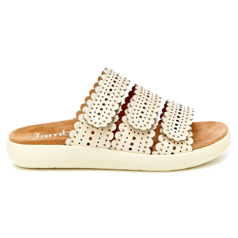Odysseus Perforated Slide Sandals sold by Shoebacca