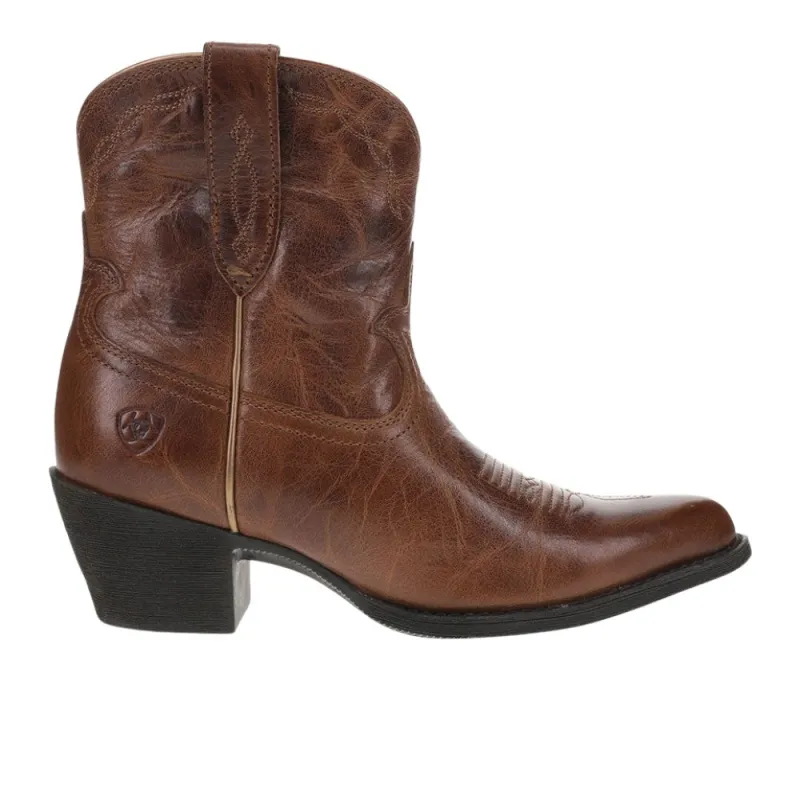 Maggie Embroidered Pointed Toe Pull On Cowboy Booties made by Ariat