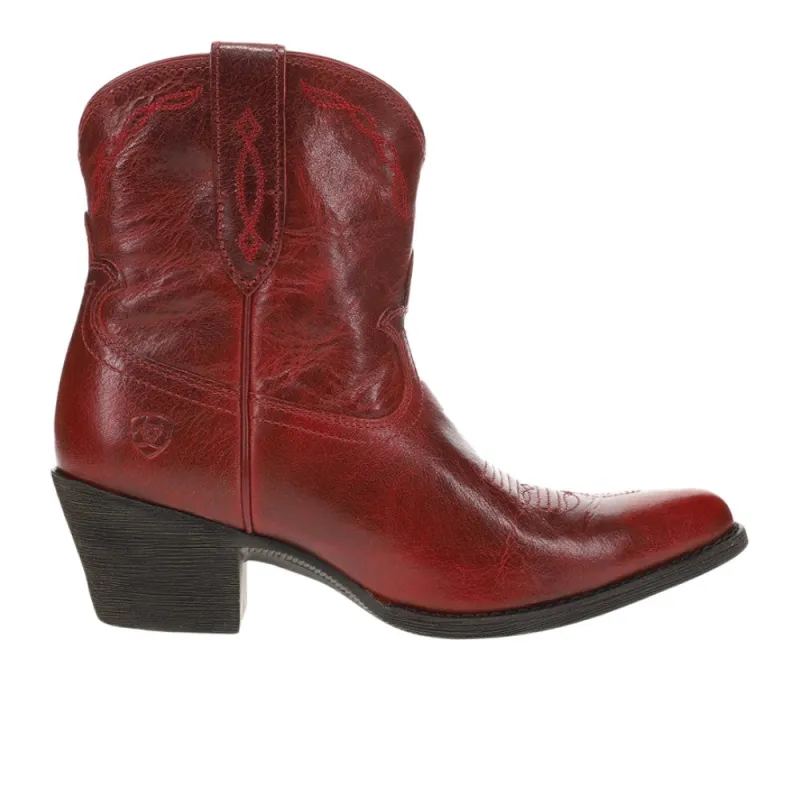 Maggie Embroidered Pointed Toe Pull On Cowboy Booties made by Ariat