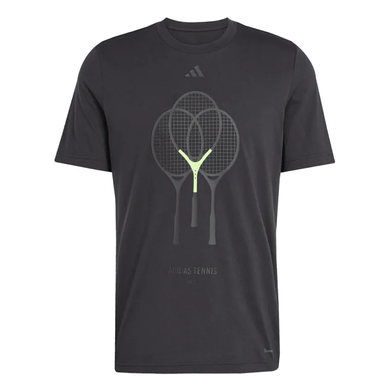 Tennis 3 Rackets Graphic Crew Neck Short Sleeve T-Shirt sold by Shoebacca