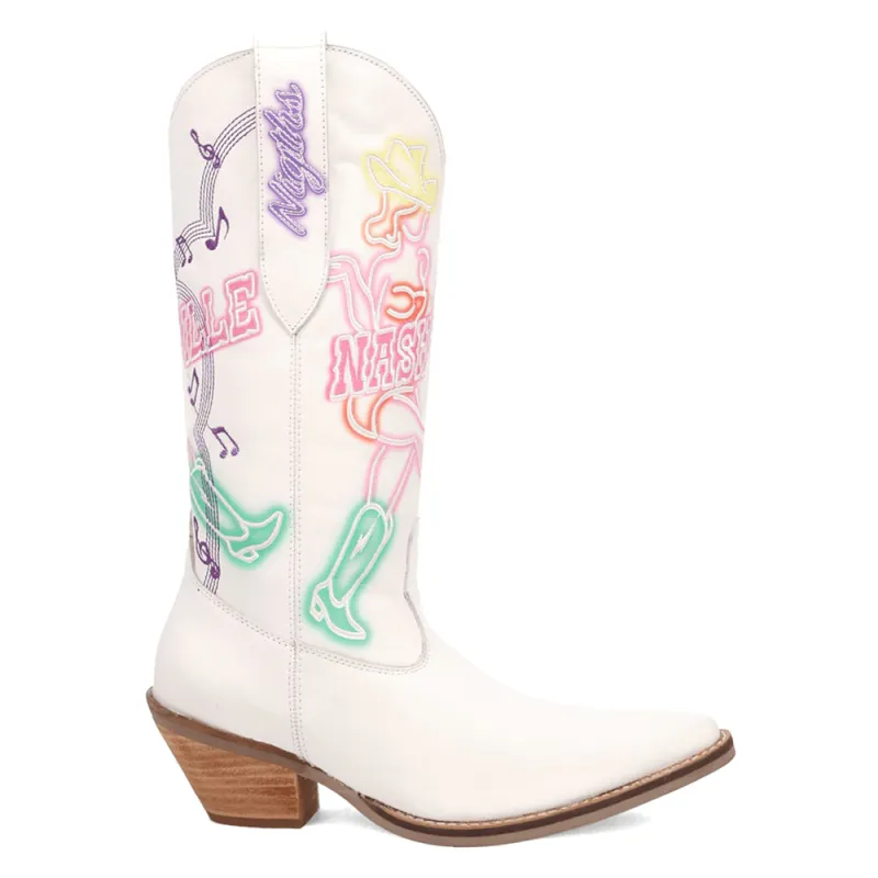 Nashville Nights Embroidered Graphic Snip Toe Cowboy Boots sold by Shoebacca