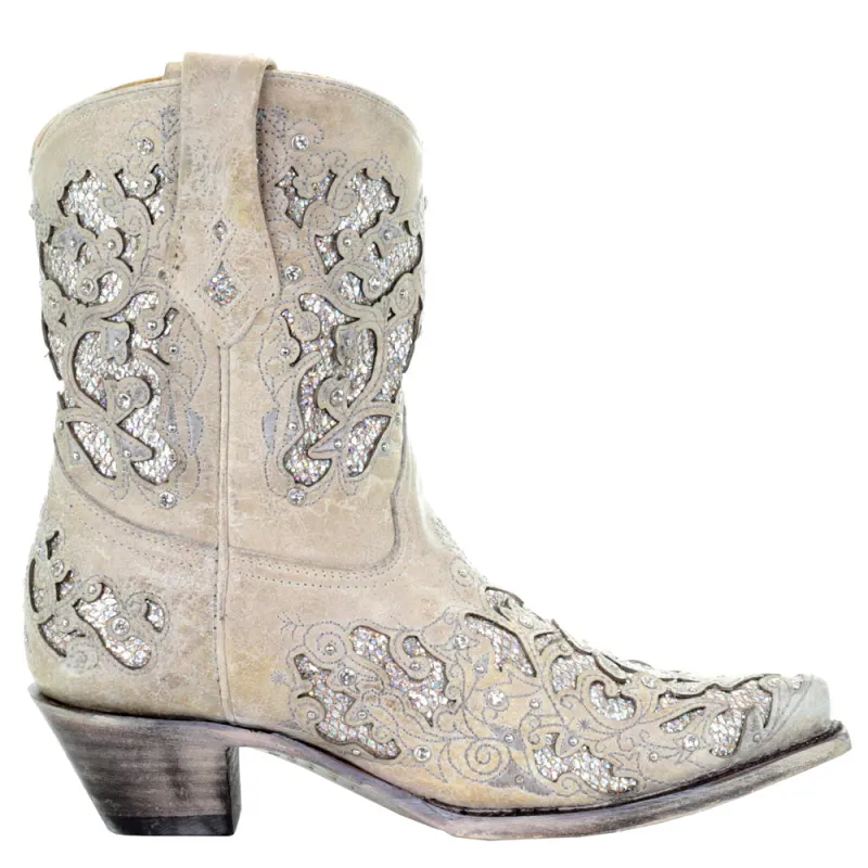 Glitter Rhinestone Snip Toe Pull On Cowboy Boots sold by Shoebacca