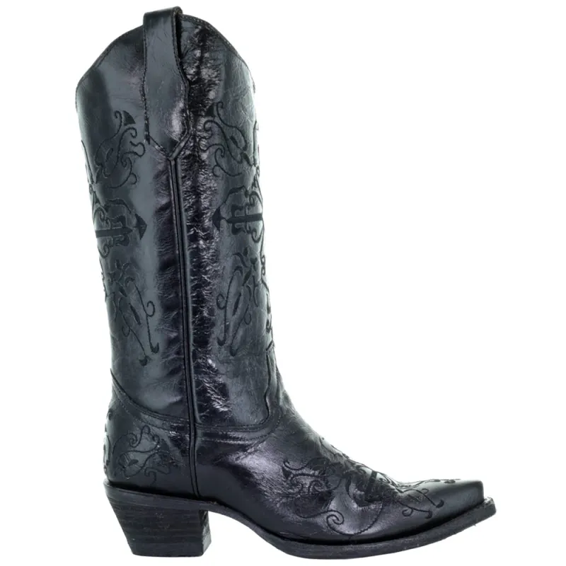Embroidered Snip Toe Pull On Cowboy Boots made by Shoebacca