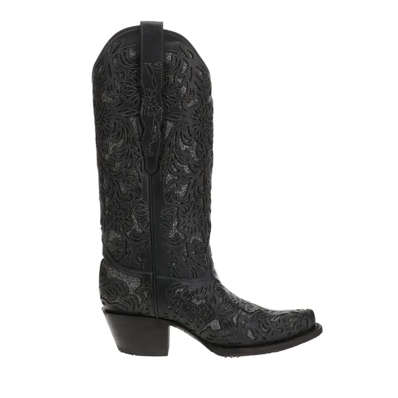 Glitter Tooled Inlay Snip Toe Pull On Cowboy Boots sold by Shoebacca