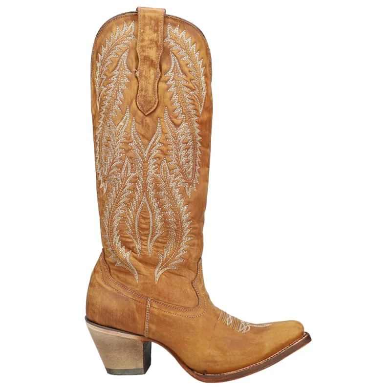 Gold Embroidery Round Toe Pull On Cowboy Boots sold by Shoebacca
