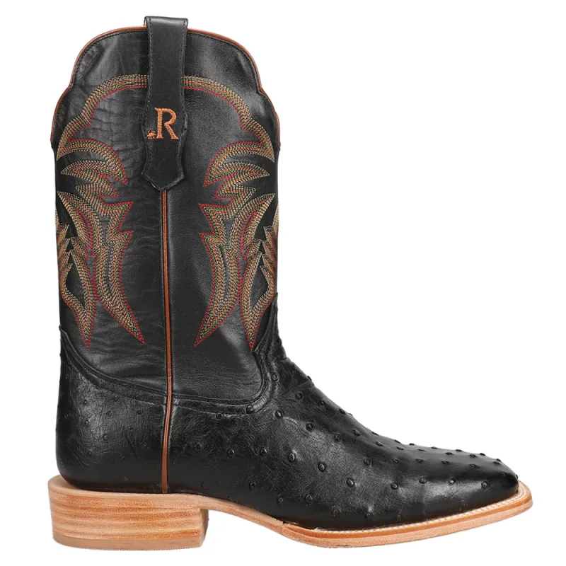 Full Quill Ostrich Embroidered Square Toe Cowboy Boots sold by Shoebacca