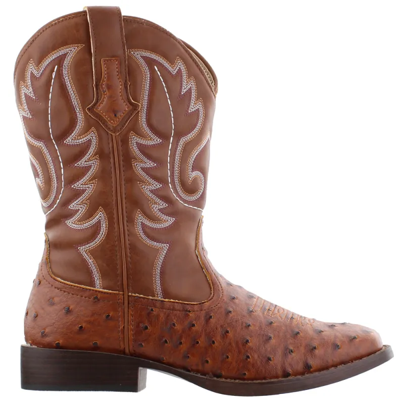Bumps Embroidered Square Toe Pull On Cowboy Boots sold by Shoebacca