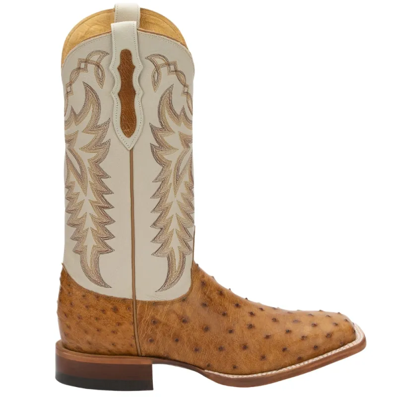 Pascoe 13 Inch Full Quill Ostrich Square Toe Cowboy Boots made by Justin Boots