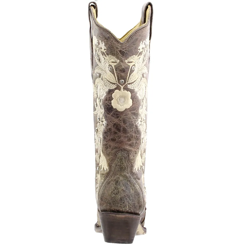 Floral Rhinestone Embroidered Snip Toe Pull On Cowboy Boots sold by Shoebacca product image thumbnail 3