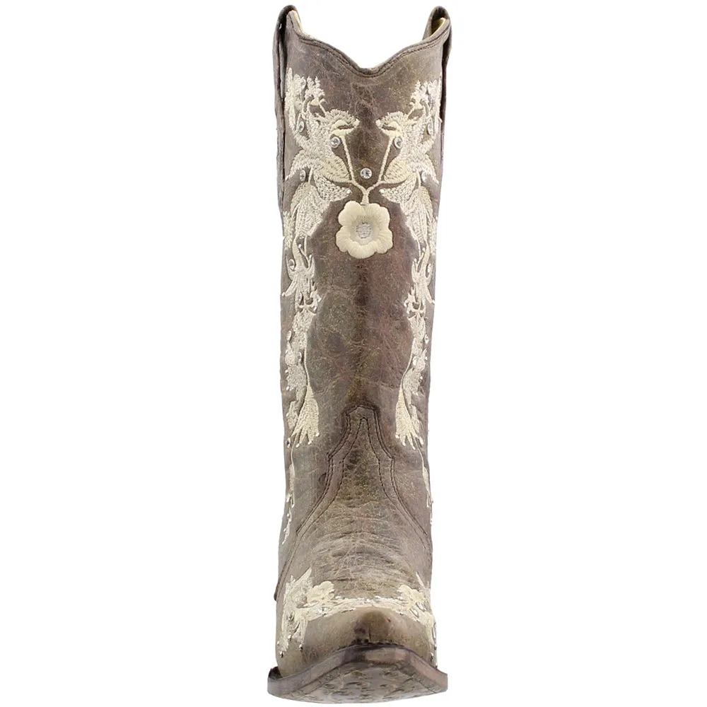 Floral Rhinestone Embroidered Snip Toe Pull On Cowboy Boots sold by Shoebacca product image thumbnail 5