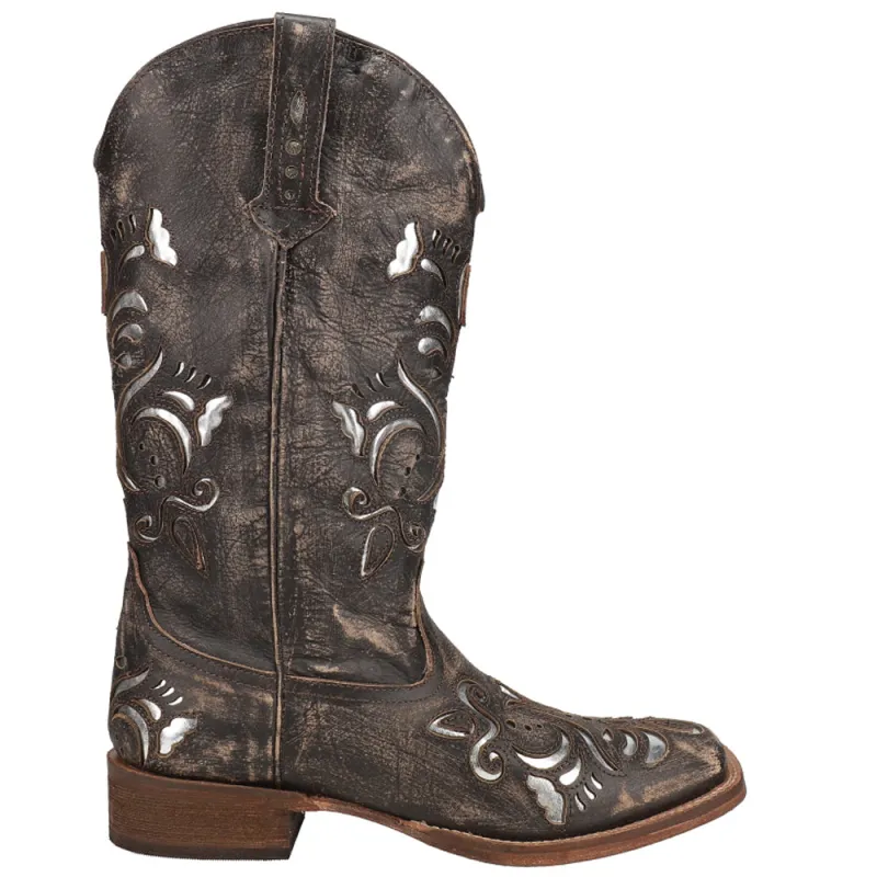 Belle Metallic Square Toe Cowboy Boots sold by Shoebacca