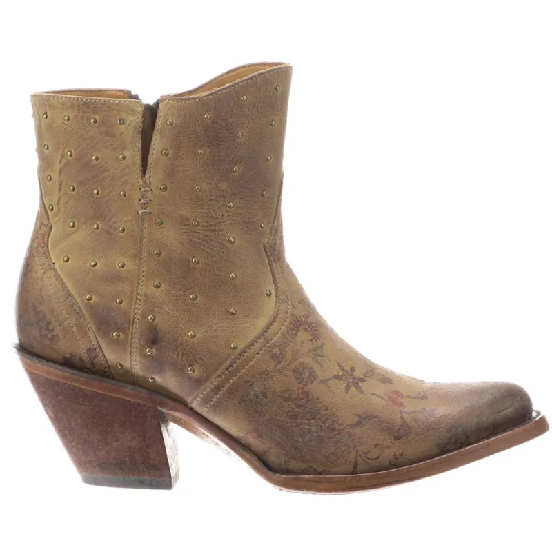 Harley Cowhide Floral Round Toe Cowboy Booties made by Lucchese
