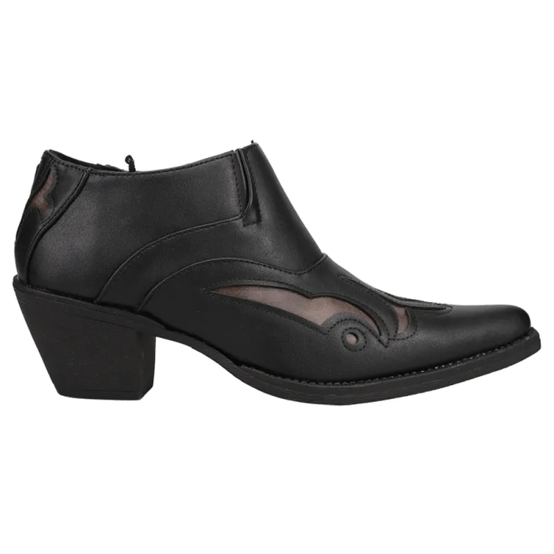 Sarah Tooled-Inlay Pointed Toe Cowboy Booties made by Roper