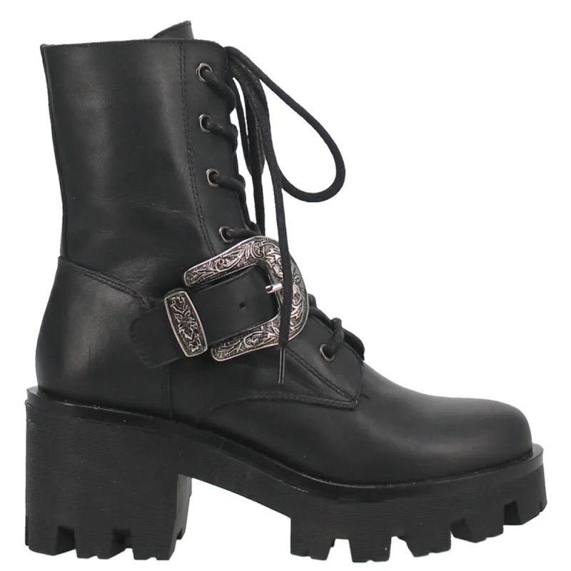 Double Down Round Toe Platform Lace Up Boots sold by Shoebacca