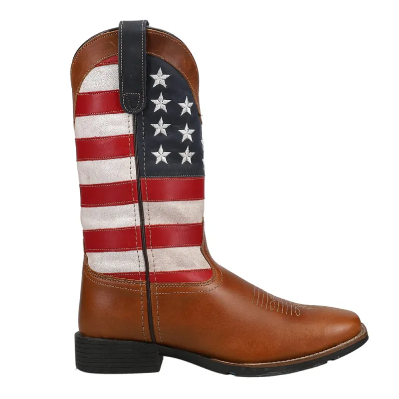 Patriotism Square Toe Cowboy Boots made by Roper
