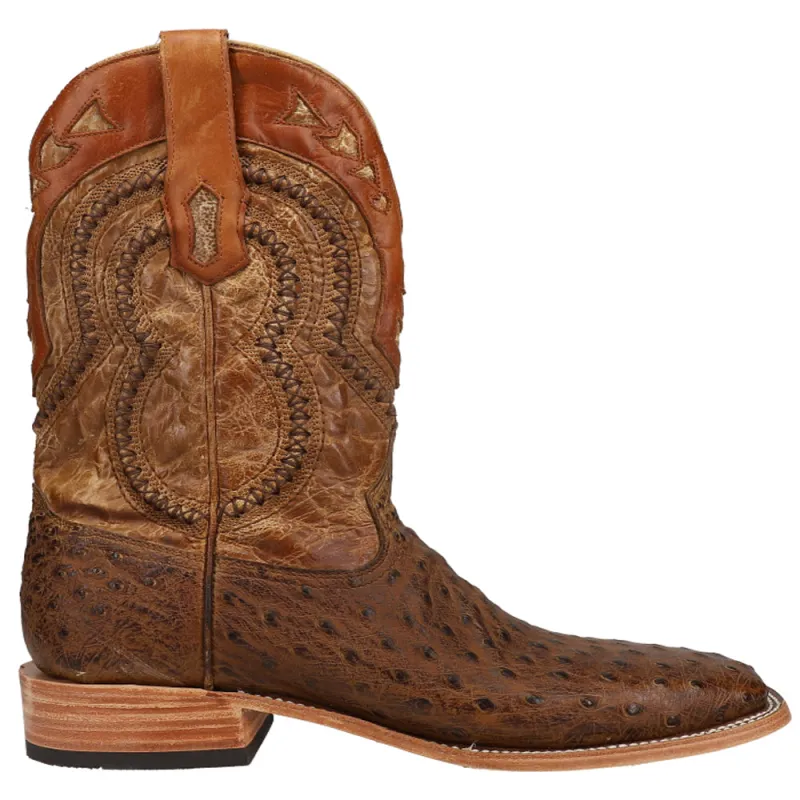 Orix Embroidered Ostrich Square Toe Cowboy Boots made by Shoebacca