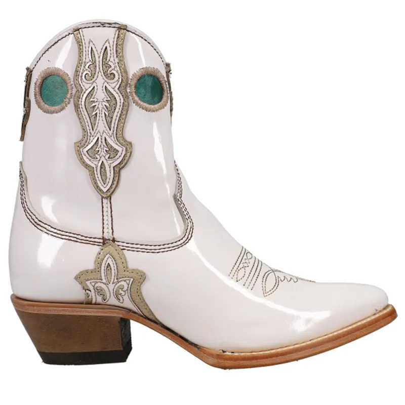 Embroidered Tooled Inlay Pointed Toe Cowboy Booties made by Shoebacca