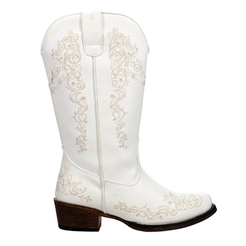 Riley Scroll Embroidered Snip Toe Cowboy Boots made by Roper