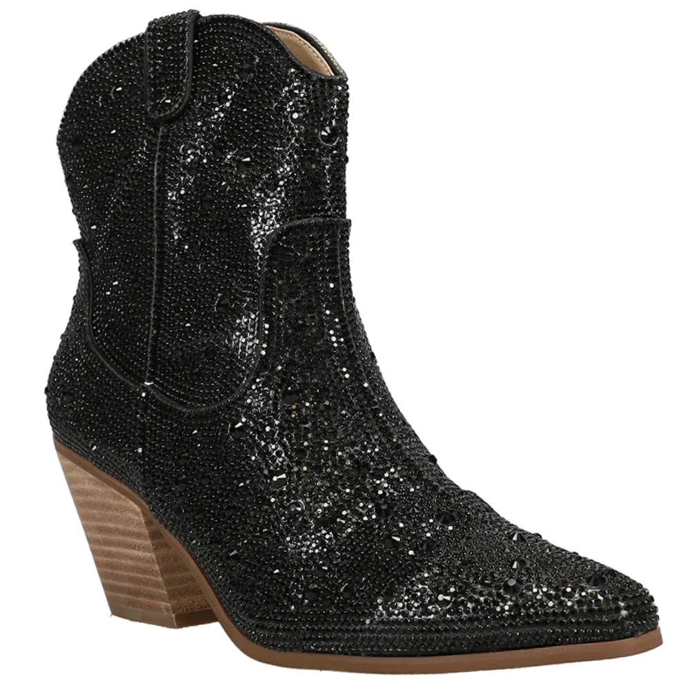 Harlow Rhinestone Pointed Toe Cowboy Booties sold by Shoebacca product image thumbnail 2