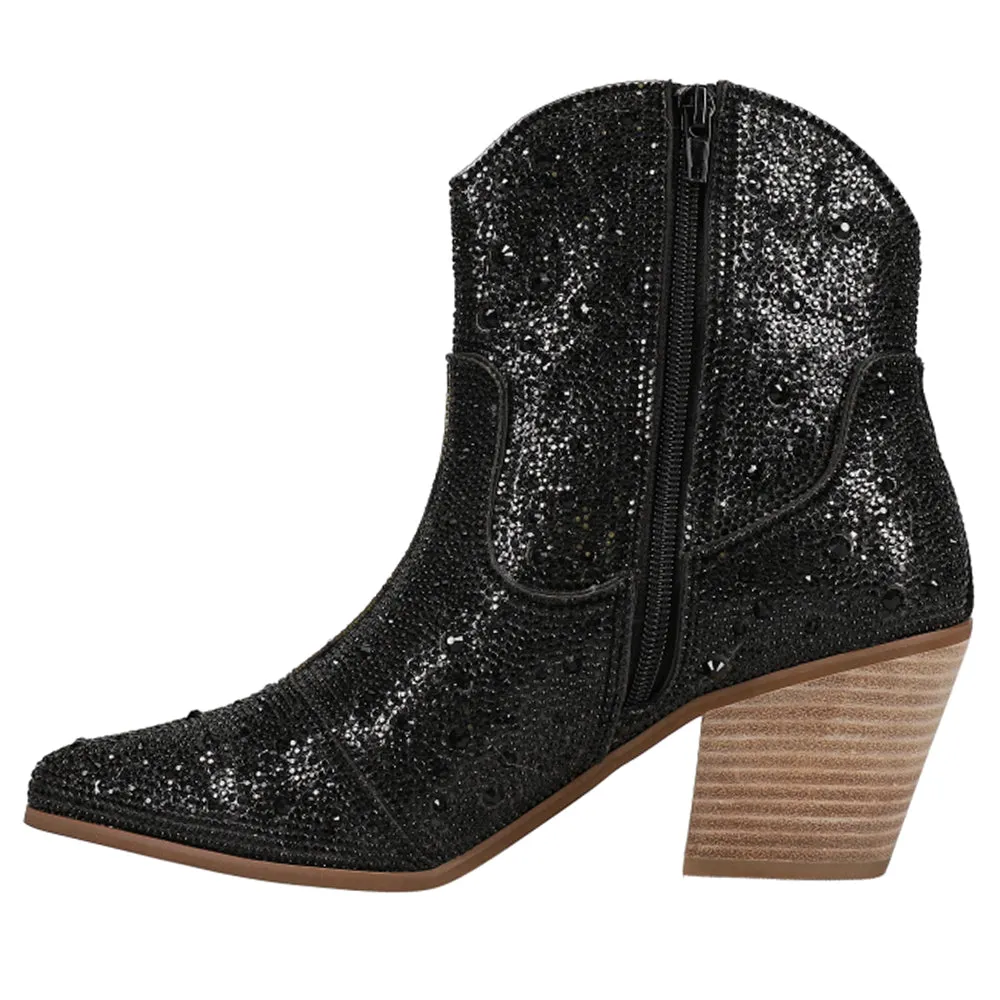 Harlow Rhinestone Pointed Toe Cowboy Booties sold by Shoebacca product image thumbnail 3