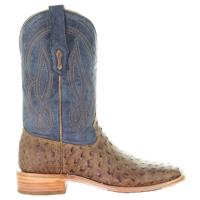 Ostrich Embroidered Square Toe Cowboy Boots made by Shoebacca