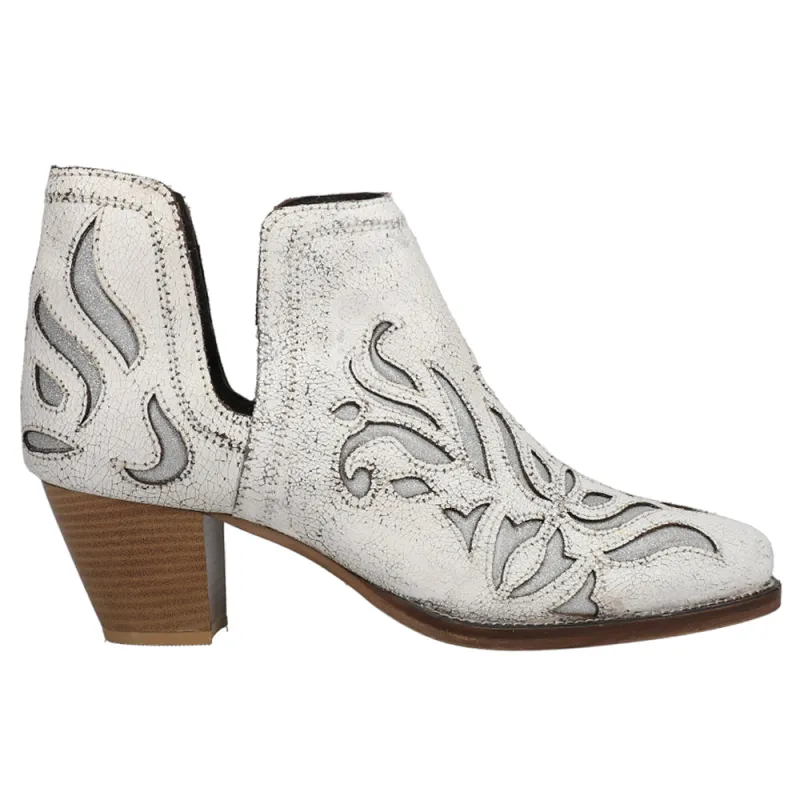 Rowdy Glitz Vintage Tooled Inlay Snip Toe Cowboy Booties made by Roper