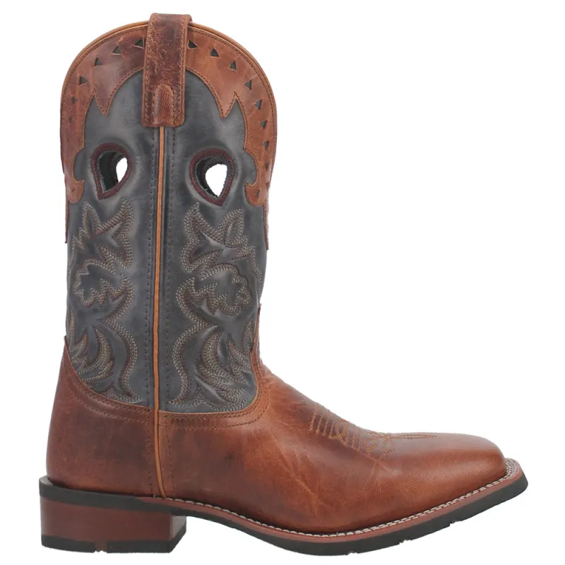 Ross Embroidered Square Toe Pull On Cowboy Boots made by Laredo
