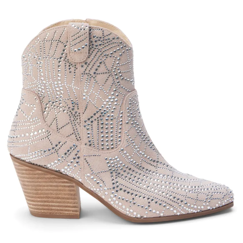Heidi Rhinestone Round Toe Cowboy Booties sold by Shoebacca