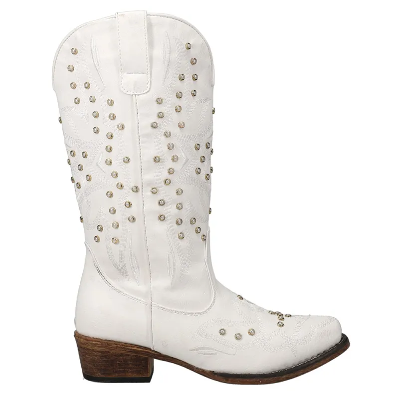 Riley Pearl Embroidered Snip Toe Cowboy Boots made by Roper