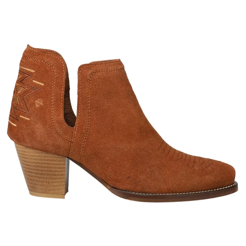 Rowdy Aztec Southwest Embroidered Round Toe Cowboy Booties made by Roper
