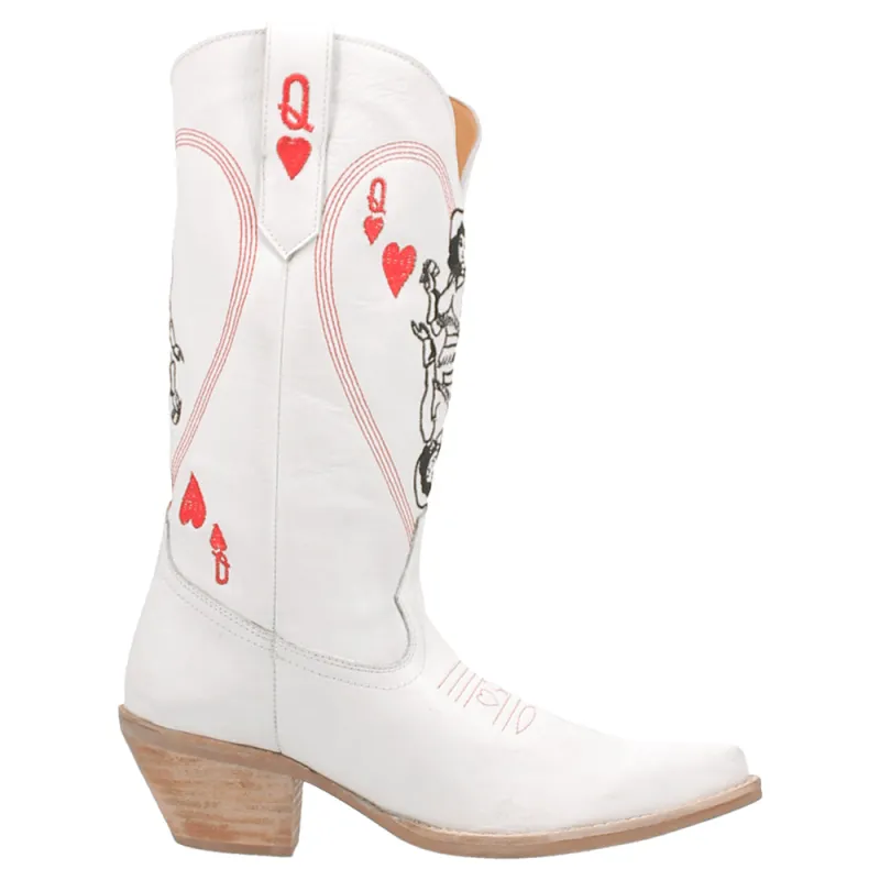 Queen A Hearts Embroidered Round Toe Pull On Cowboy Boots sold by Shoebacca