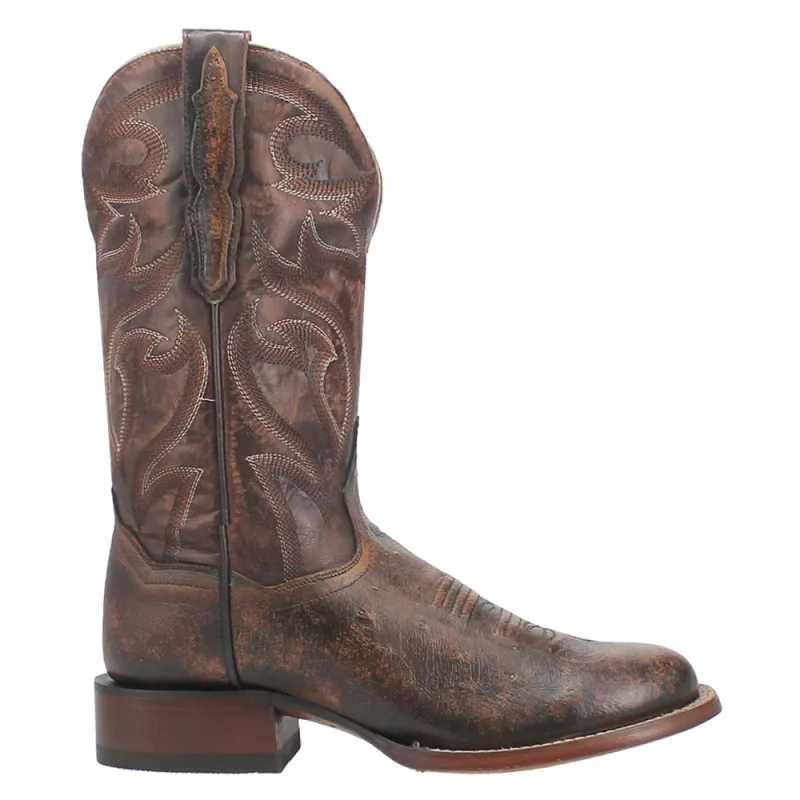 Clyde Smooth Ostrich Embroidered Round Toe Pull On Cowboy Boots made by Shoebacca