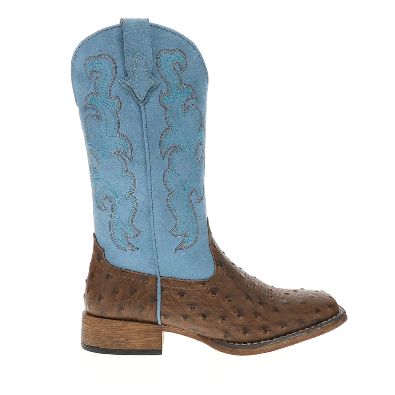 Cowboy Classic Ostrich Print Square Toe Cowboy Boots sold by Shoebacca