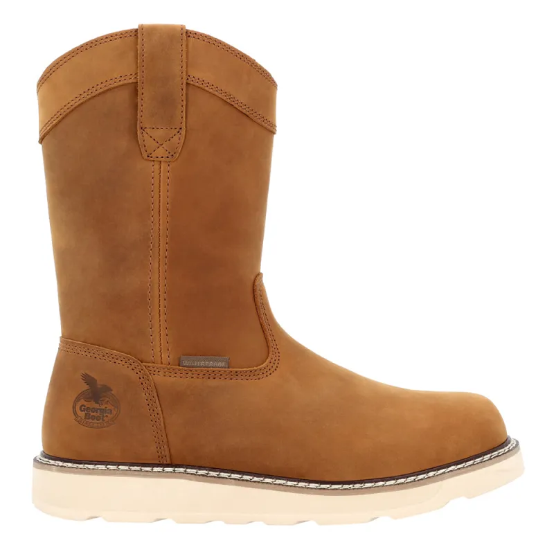 Core 37 Wedge 10 Inch Pull On Plain Waterproof Steel Toe Work Boots made by Shoebacca