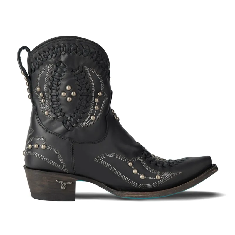 Cossette Embroidered Studded Snip Toe Cowboy Bootie sold by Shoebacca