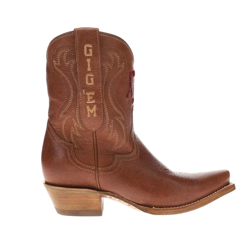 Texas A&M Gameday Snip Toe Pull On Cowboy Booties made by Shoebacca